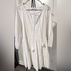 Karina Grimaldi Irina Eyelet Mini Dress in White Size L